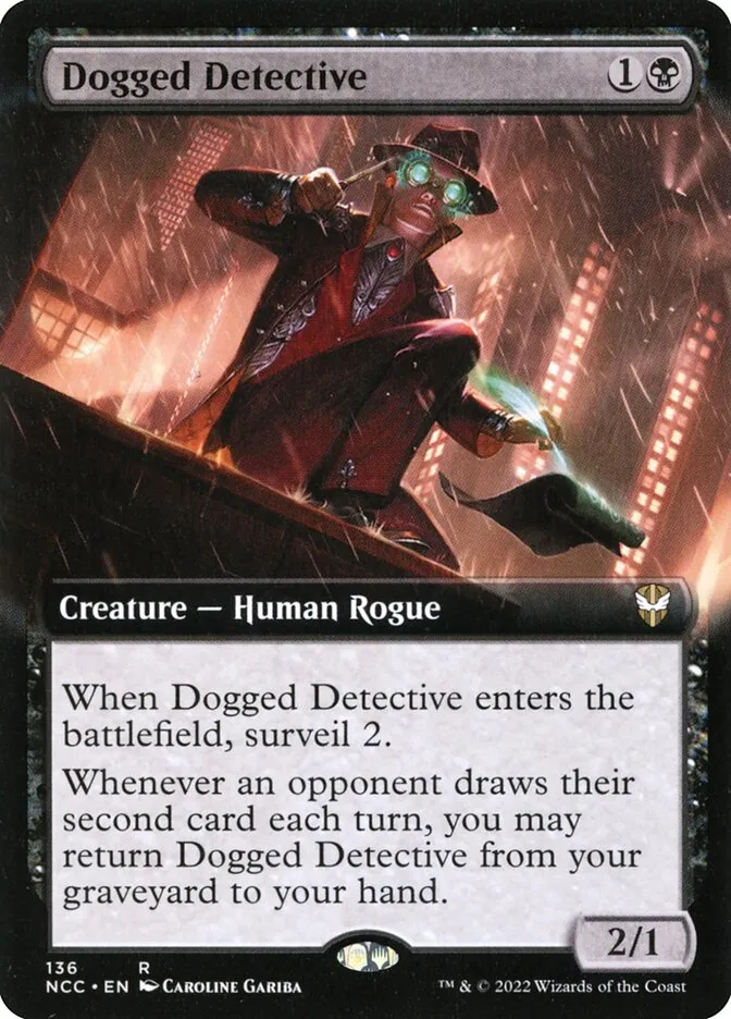 2022 New Capenna Commander Dogged Detective [Extended Art] rare #136 rare card image