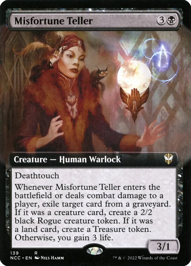 2022 New Capenna Commander Misfortune Teller [Extended Art] rare #139 rare card image