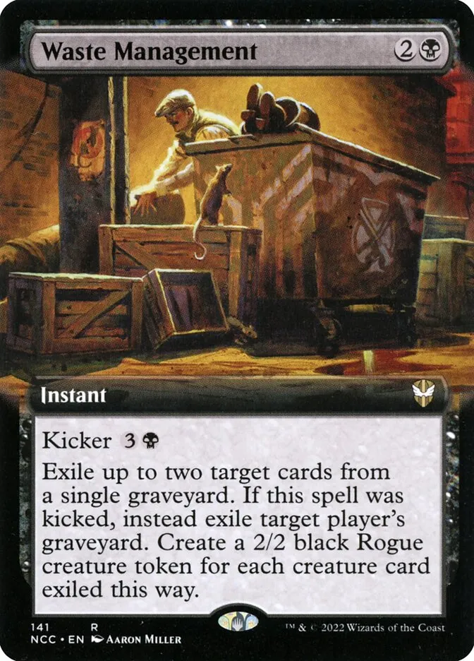 2022 New Capenna Commander Waste Management [Extended Art] rare #141 rare card image