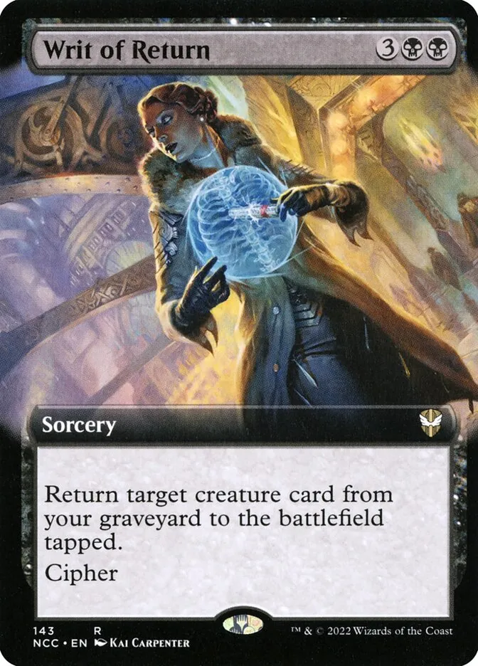 2022 New Capenna Commander Writ of Return [Extended Art] rare #143 rare card image