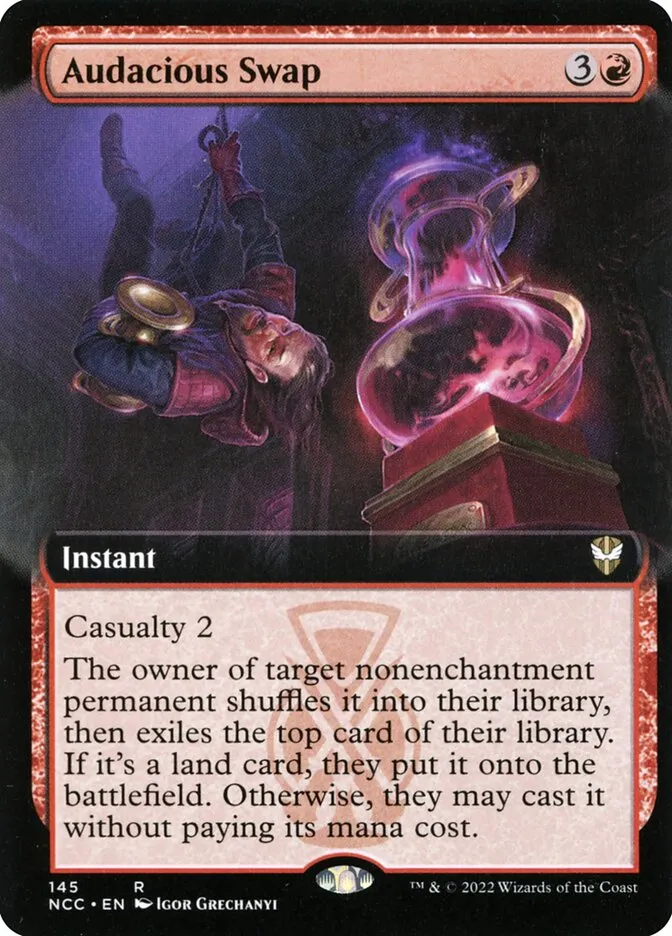 2022 New Capenna Commander Audacious Swap [Extended Art] rare #145 rare card image