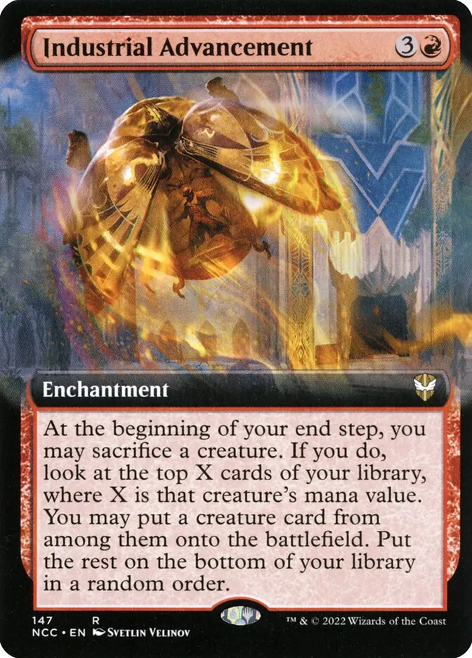 2022 New Capenna Commander Industrial Advancement [Extended Art] rare #147 rare card image