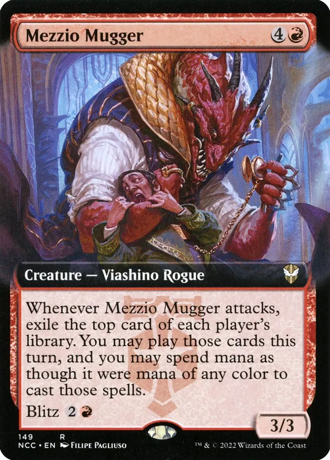 2022 New Capenna Commander Mezzio Mugger [Extended Art] rare #149 rare card image