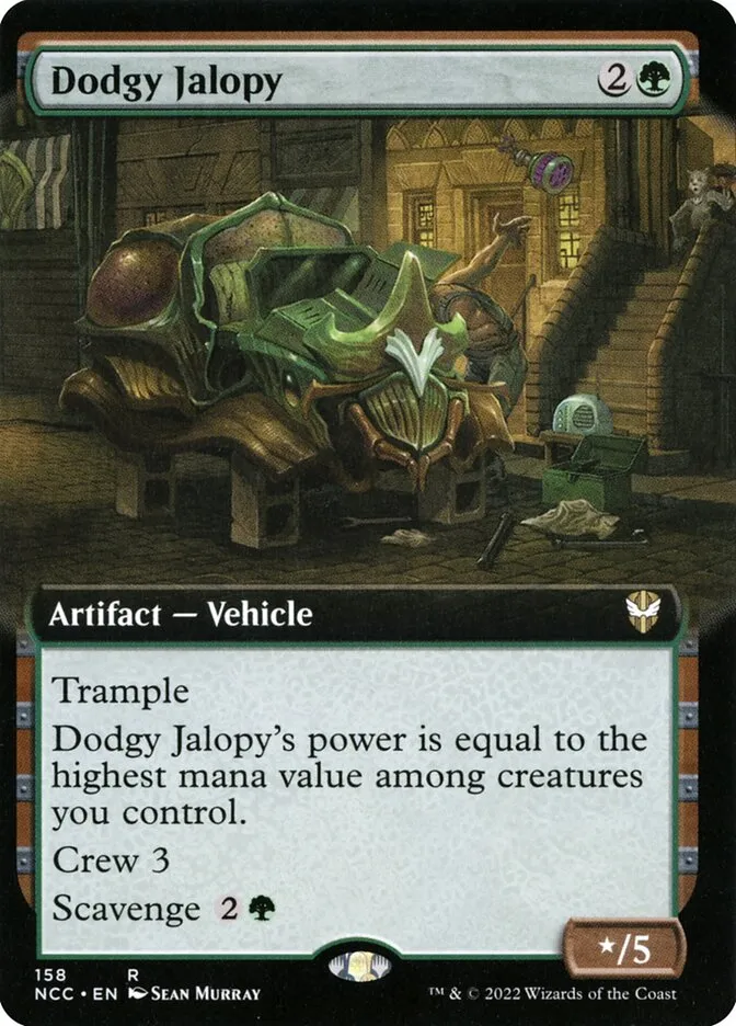 2022 New Capenna Commander Dodgy Jalopy [Extended Art] rare #158 rare card image