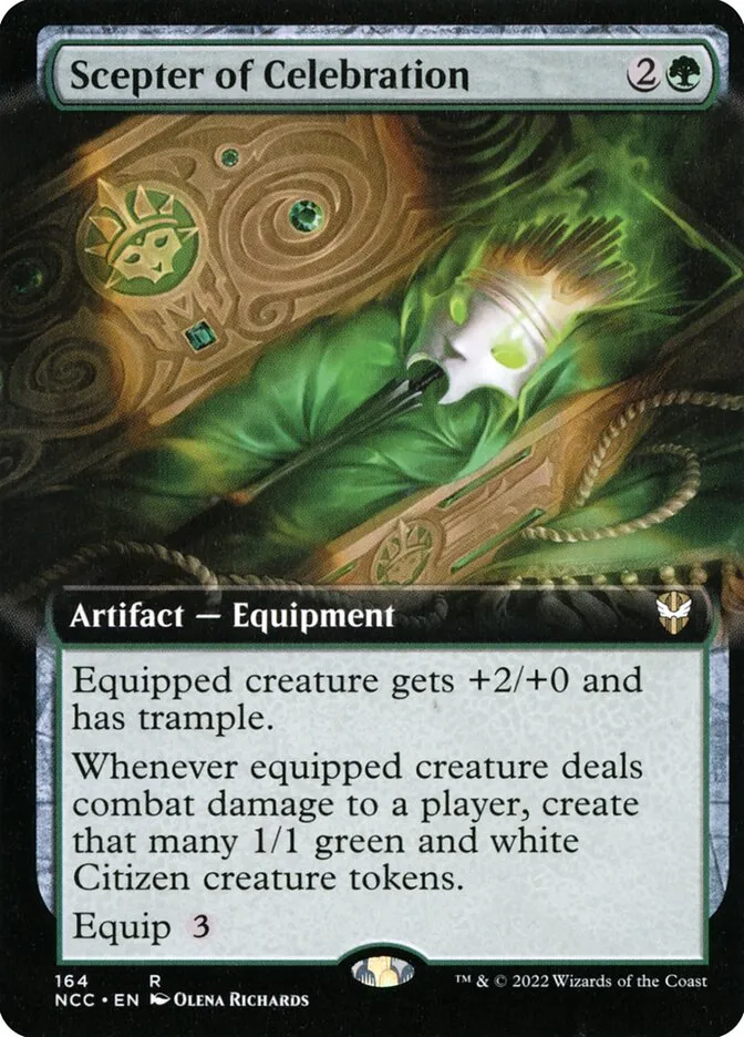 2022 New Capenna Commander Scepter of Celebration [Extended Art] rare #164 rare card image