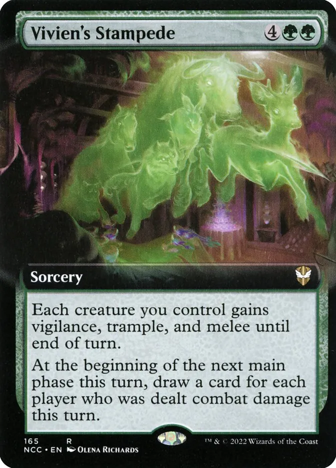 2022 New Capenna Commander Vivien's Stampede [Extended Art] rare #165 rare card image