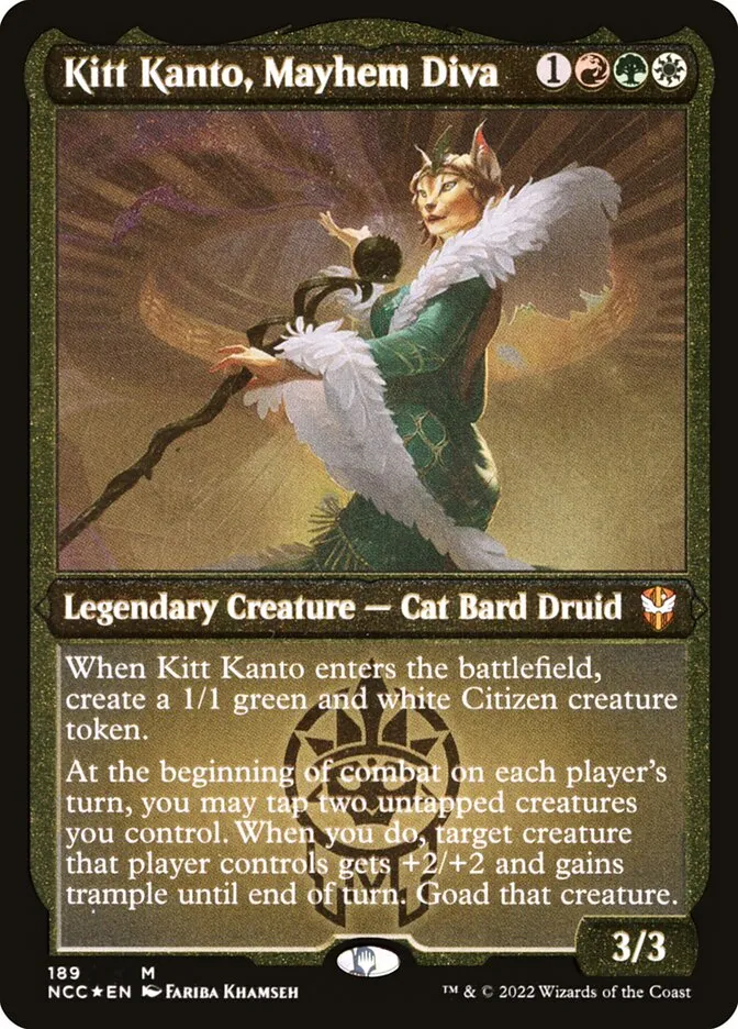 2022 New Capenna Commander Kitt Kanto, Mayhem Diva mythic #189 mythic card image