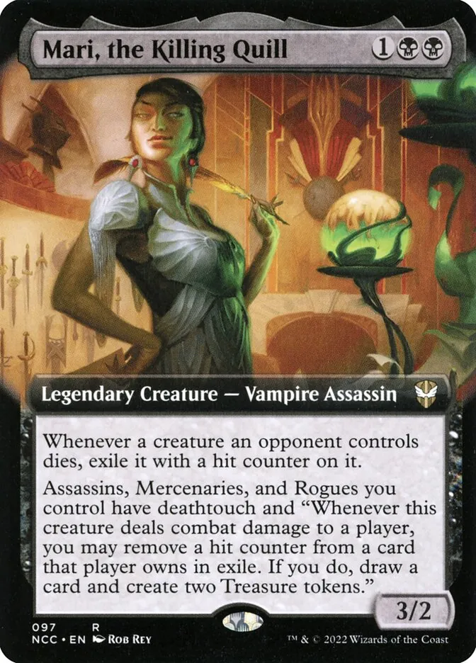 2022 New Capenna Commander Mari, the Killing Quill [Extended Art] rare #97 rare card image