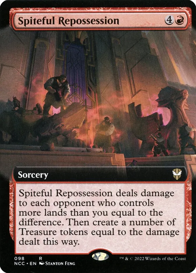 2022 New Capenna Commander Spiteful Repossession [Extended Art] rare #98 rare card image