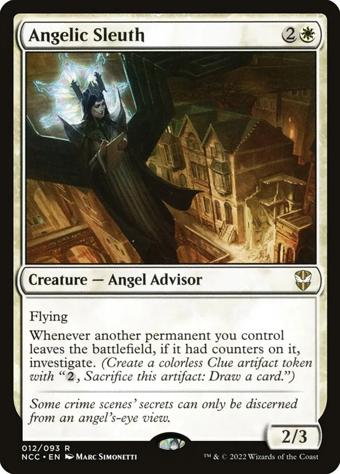 2022 New Capenna Commander Angelic Sleuth #12 rare card image