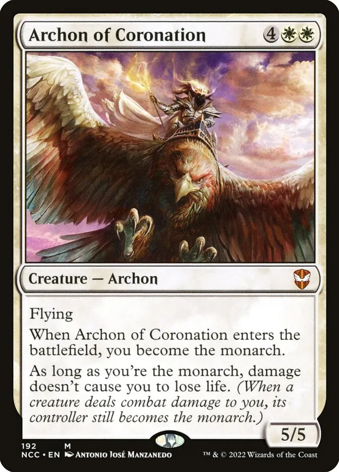 2022 New Capenna Commander Archon of Coronation mythic #192 mythic card image