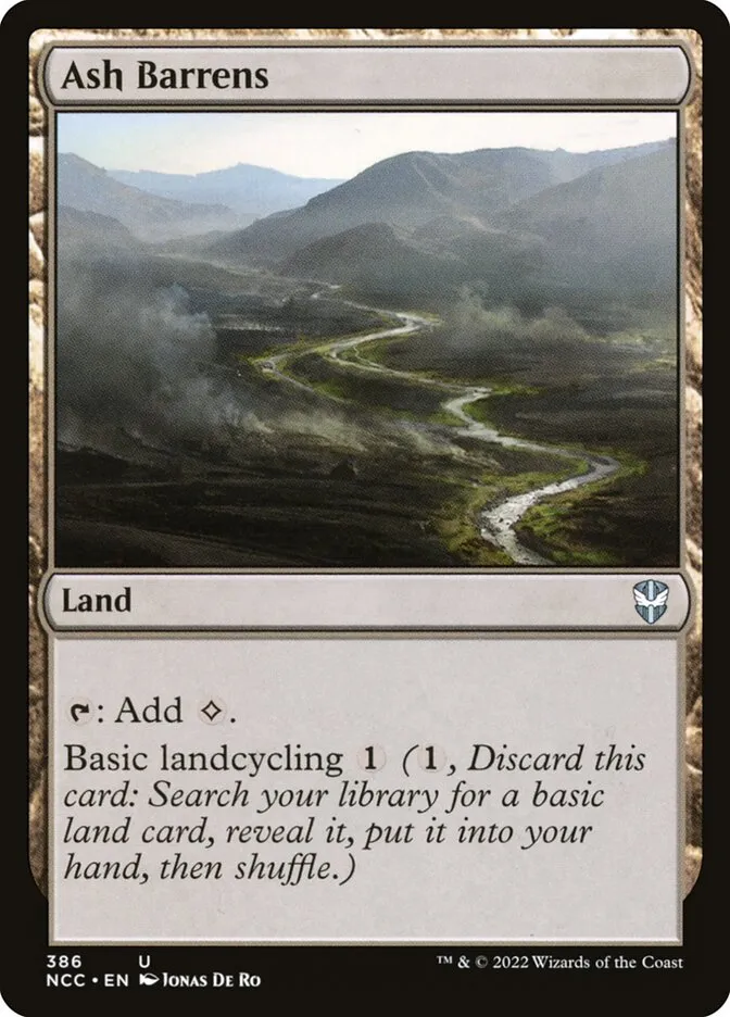 2022 New Capenna Commander Ash Barrens #386 uncommon card image