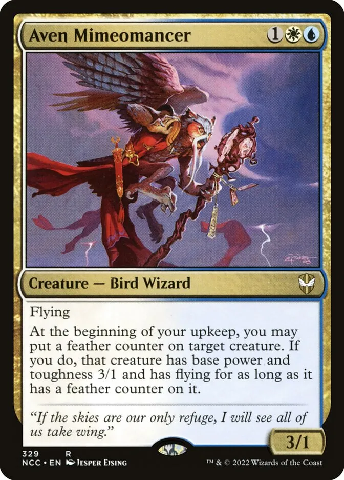 2022 New Capenna Commander Aven Mimeomancer #329 rare card image