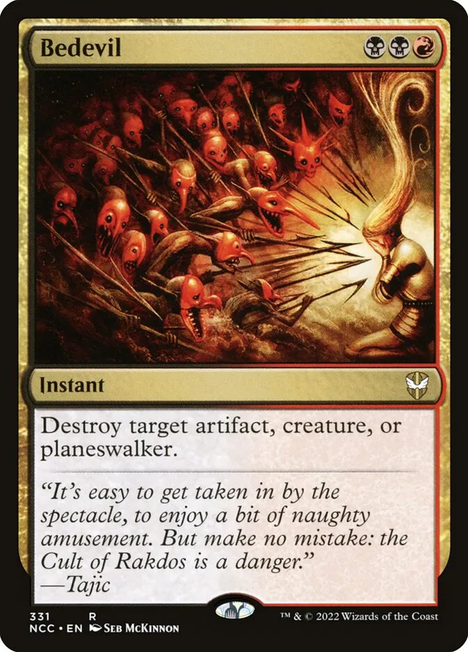 2022 New Capenna Commander Bedevil rare #331 rare card image
