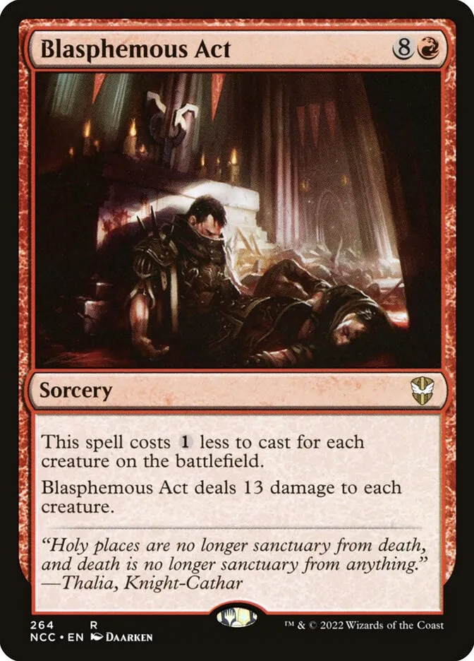 2022 New Capenna Commander Blasphemous Act #264 rare card image