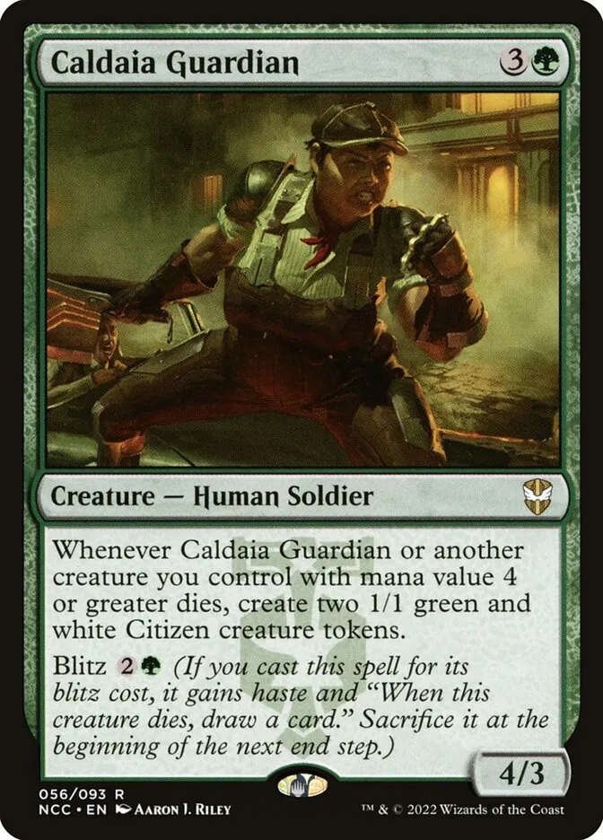 2022 New Capenna Commander Caldaia Guardian #56 rare card image