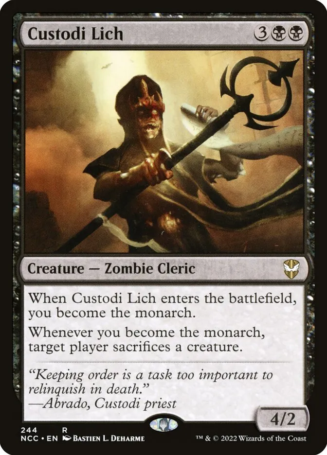 2022 New Capenna Commander Custodi Lich #244 rare card image