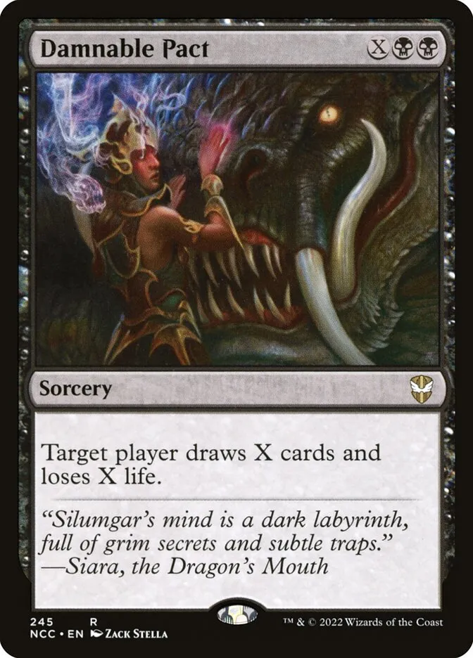 2022 New Capenna Commander Damnable Pact #245 rare card image