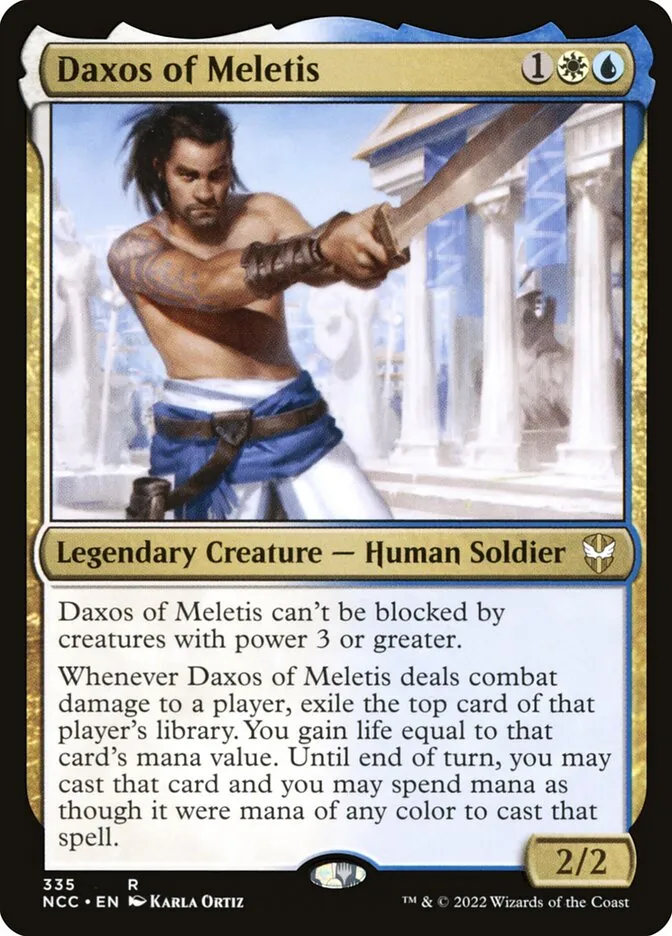 2022 New Capenna Commander Daxos of Meletis #335 rare card image