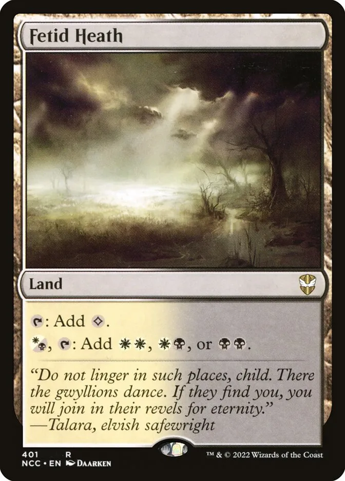 2022 New Capenna Commander Fetid Heath #401 rare card image