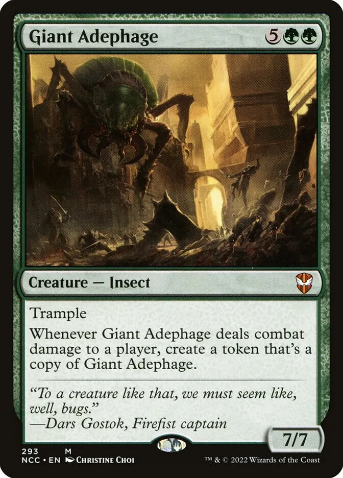 2022 New Capenna Commander Giant Adephage mythic #293 mythic card image