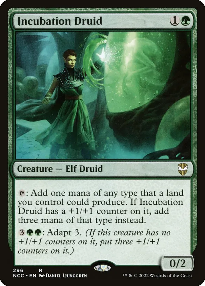 2022 New Capenna Commander Incubation Druid #296 rare card image