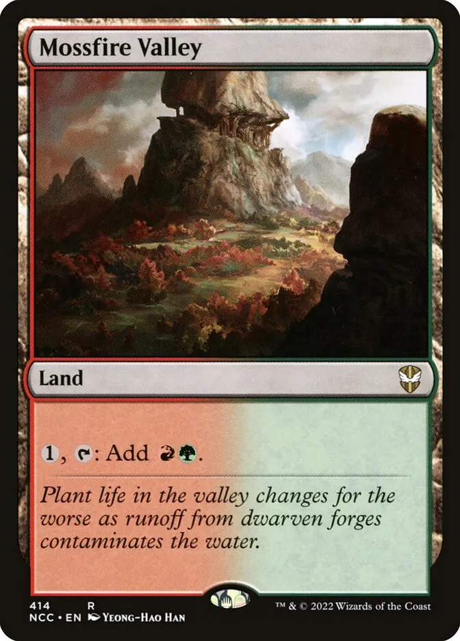 2022 New Capenna Commander Mossfire Valley #414 rare card image