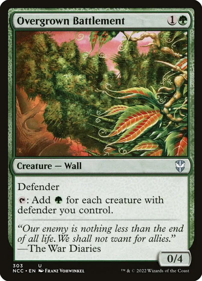 2022 New Capenna Commander Overgrown Battlement #303 uncommon card image