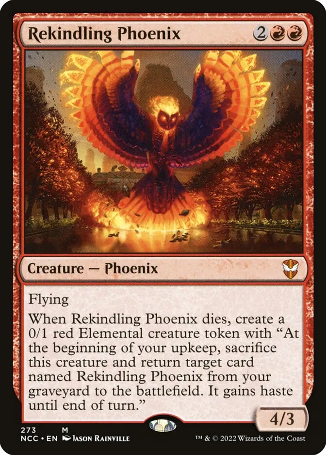 2022 New Capenna Commander Rekindling Phoenix mythic #273 mythic card image