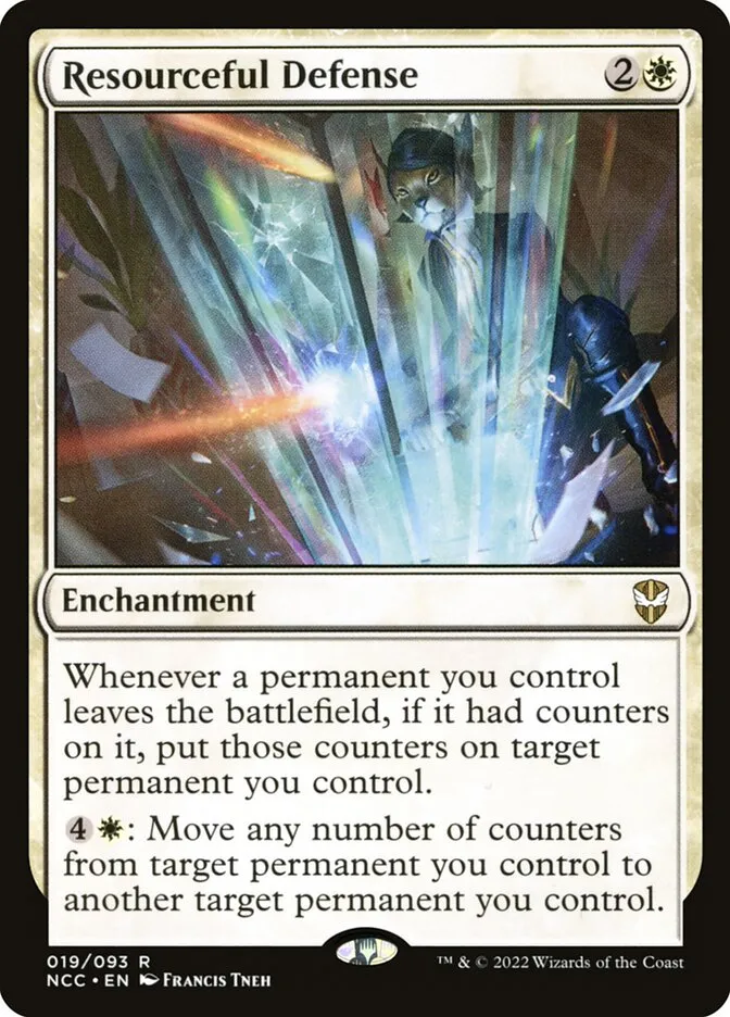 2022 New Capenna Commander Resourceful Defense #19 rare card image