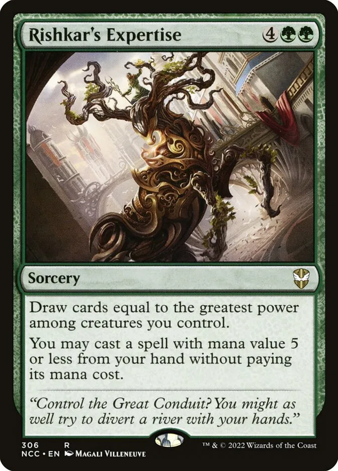 2022 New Capenna Commander Rishkar's Expertise rare #306 rare card image