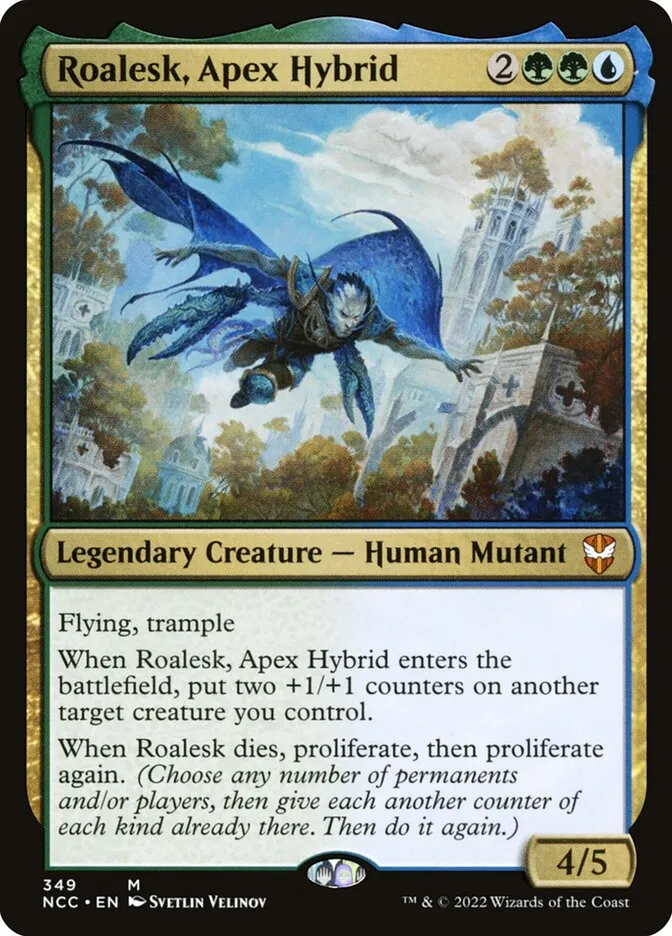 2022 New Capenna Commander Roalesk, Apex Hybrid mythic #349 mythic card image