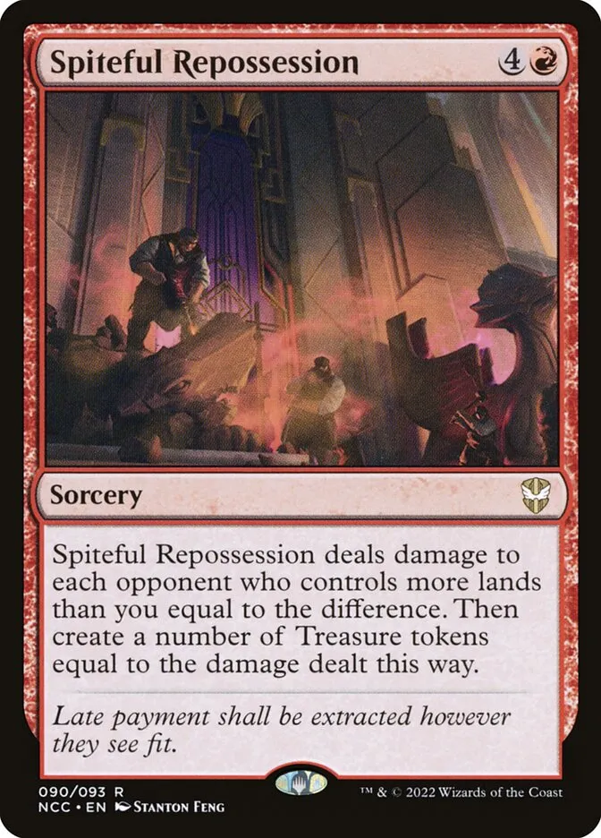 2022 New Capenna Commander Spiteful Repossession [Extended Art] rare #90 rare card image