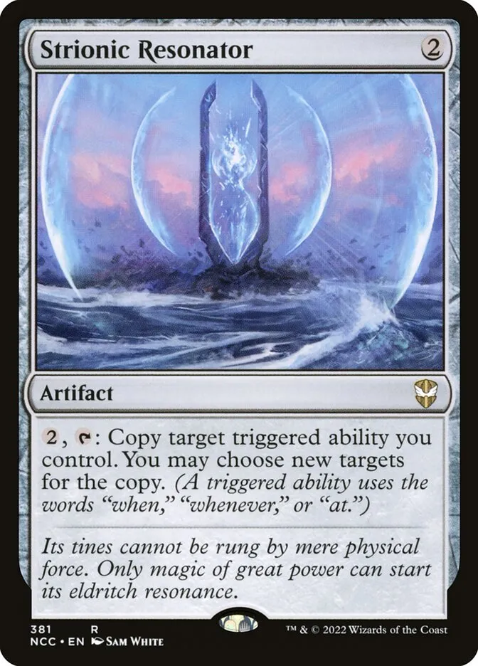 2022 New Capenna Commander Strionic Resonator rare #381 rare card image