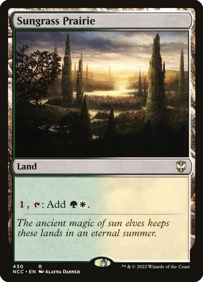 2022 New Capenna Commander Sungrass Prairie #430 rare card image