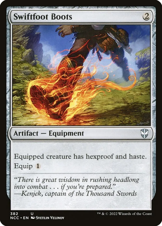 2022 New Capenna Commander Swiftfoot Boots #382 uncommon card image