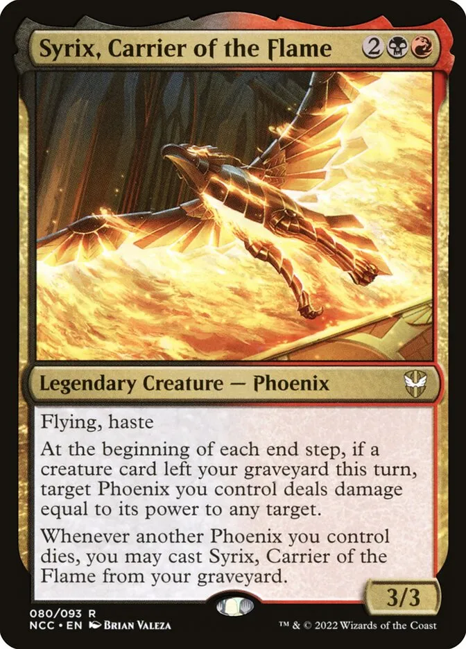 2022 New Capenna Commander Syrix, Carrier of the Flame #80 rare card image