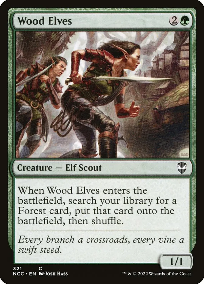 2022 New Capenna Commander Wood Elves #321 common card image