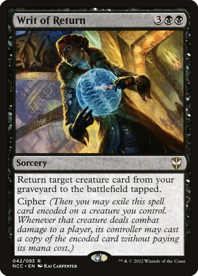 2022 New Capenna Commander Writ of Return #42 rare card image