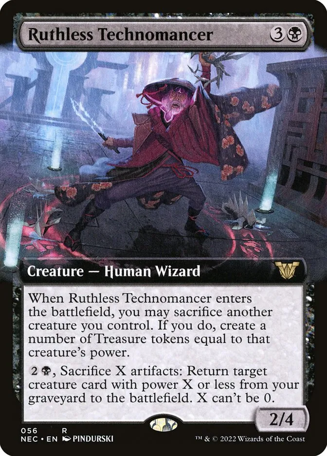 2022 Neon Dynasty Commander Ruthless Technomancer rare #56 rare card image
