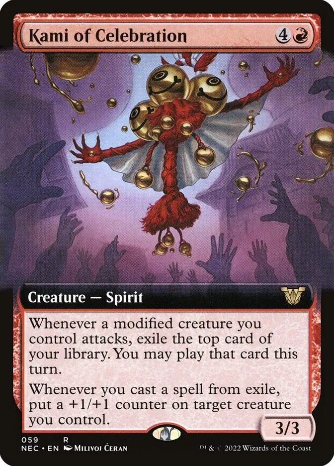 2022 Neon Dynasty Commander Kami of Celebration rare #59 rare card image