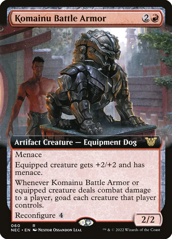 2022 Neon Dynasty Commander Komainu Battle Armor rare #60 rare card image