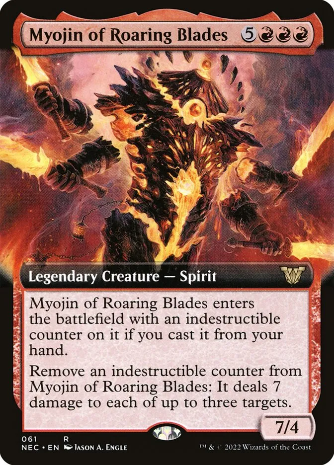 2022 Neon Dynasty Commander Myojin of Roaring Blades rare #61 rare card image