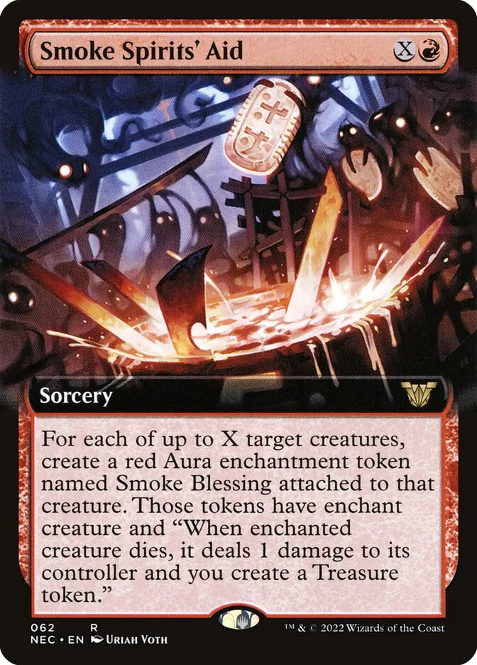2022 Neon Dynasty Commander Smoke Spirits' Aid rare #62 rare card image