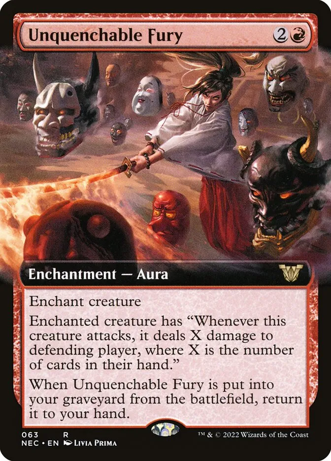 2022 Neon Dynasty Commander Unquenchable Fury rare #63 rare card image