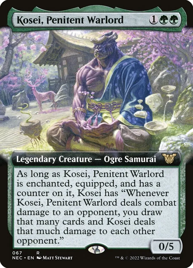 2022 Neon Dynasty Commander Kosei, Penitent Warlord rare #67 rare card image
