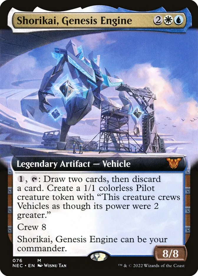 2022 Neon Dynasty Commander Shorikai, Genesis Engine mythic #76 mythic card image