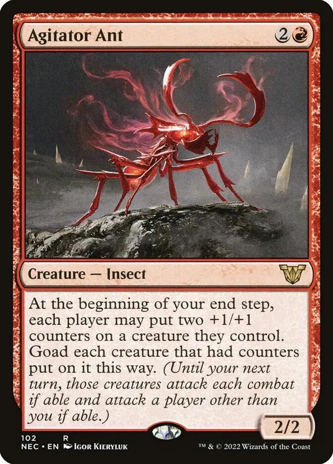 2022 Neon Dynasty Commander Agitator Ant rare #102 rare card image