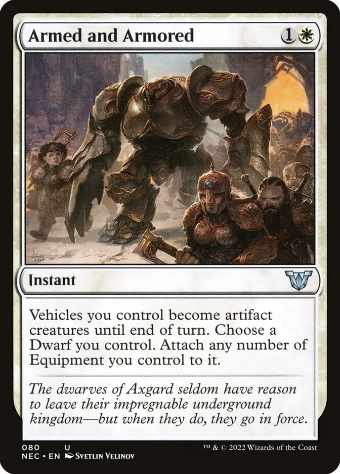 2022 Neon Dynasty Commander Armed and Armored uncommon #80 uncommon card image