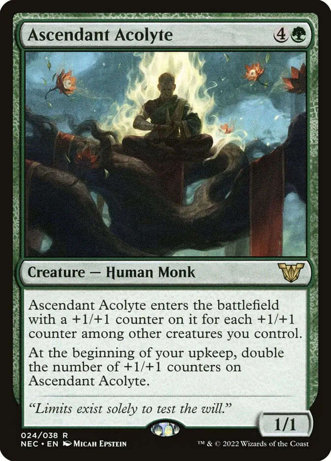2022 Neon Dynasty Commander Ascendant Acolyte rare #24 rare card image
